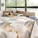 Tropisk Hage – lys kremfarget voksduk med tropiske planter