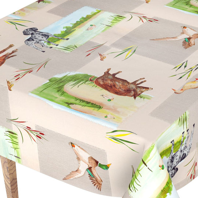 På tur i naturen – Jaktvoksduk med villsvin og ender