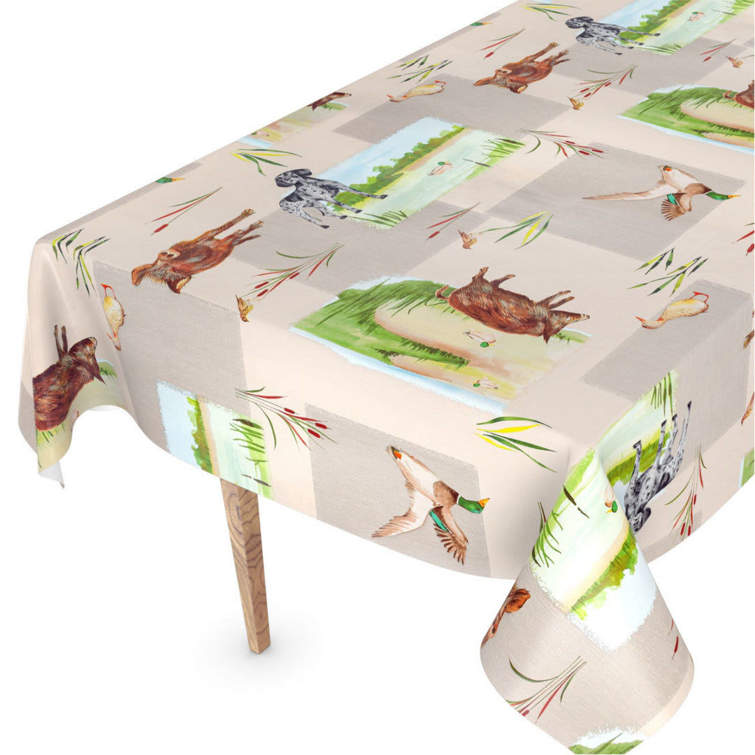 På tur i naturen – Jaktvoksduk med villsvin og ender