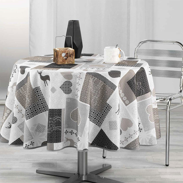 Valtho Natural Ø 180 cm, rund bordduk med flekkavvisende behandling