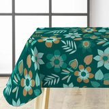 Vanda - Mørkegrønn voksduk med blomster og blader, hjørnebilde