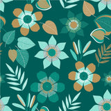 Vanda - Mørkegrønn voksduk med blomster og blader