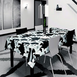 Vibi sort, voksduk med strekblomster