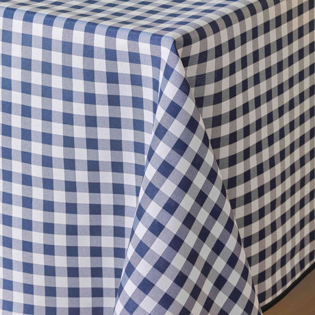Vichy Blå 150 x 240 cm, rektangulær bordduk med flekkavvisende behandling og ruter, nærbilde