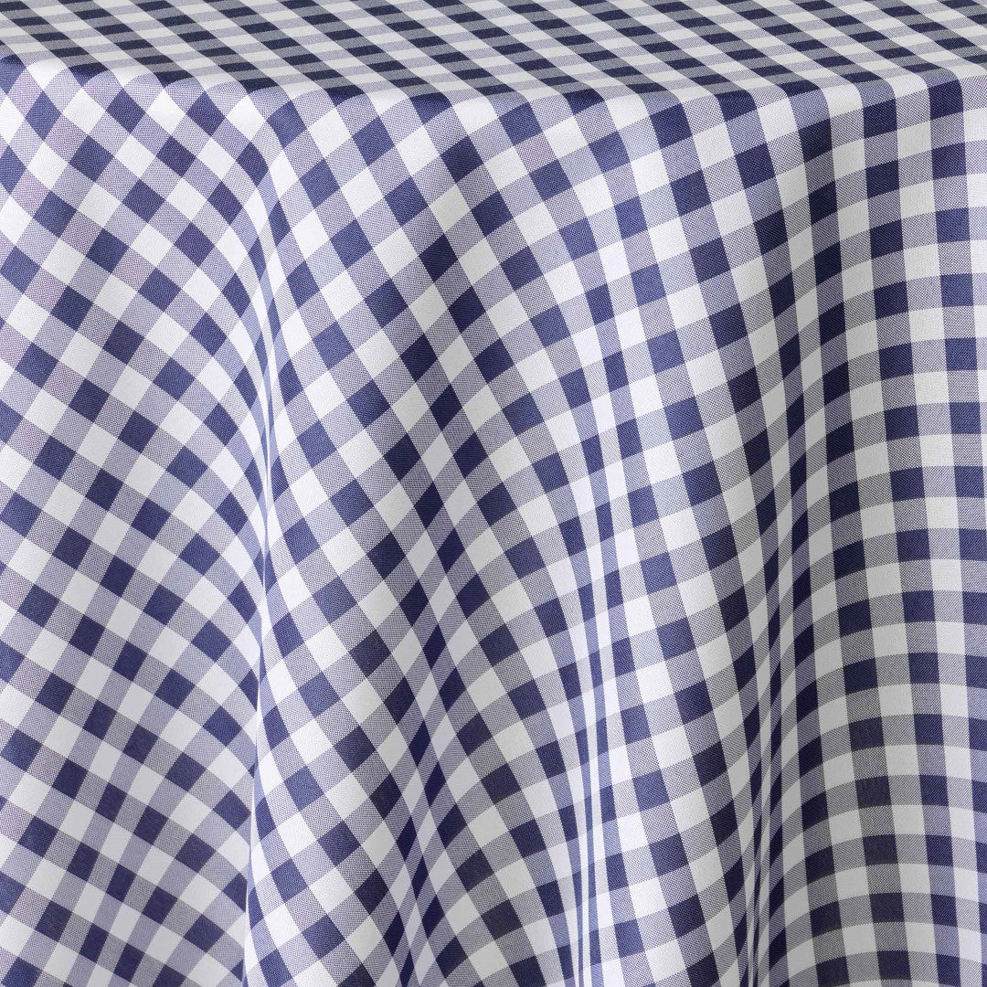Vichy Blå Ø 180 cm, rund duk med flekkavvisende behandling og ruter, nærbilde