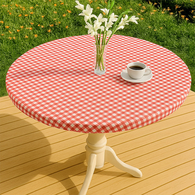 Vichy Petite Rød - Runde voksduker med strikk