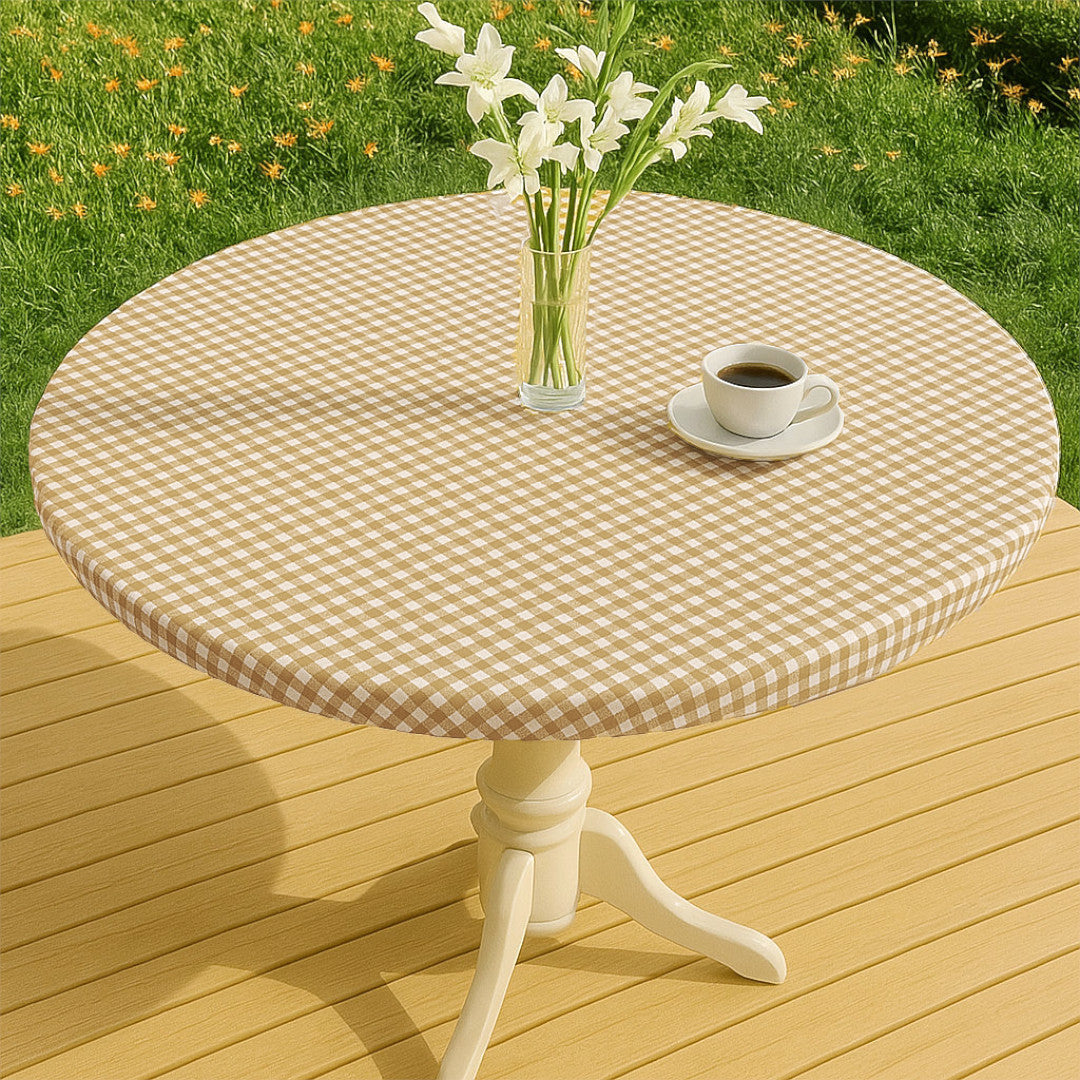 Vichy Petite Sand - Runde voksduker med strikk