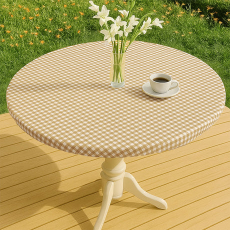 Vichy Petite Sand - Runde voksduker med strikk