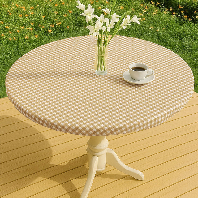 Vichy Petite Sand - Runde voksduker med strikk