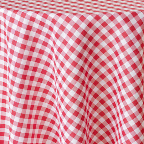 Vichy Rød Ø 180 cm, rund duk med flekkavvisende behandling og ruter, nærbilde