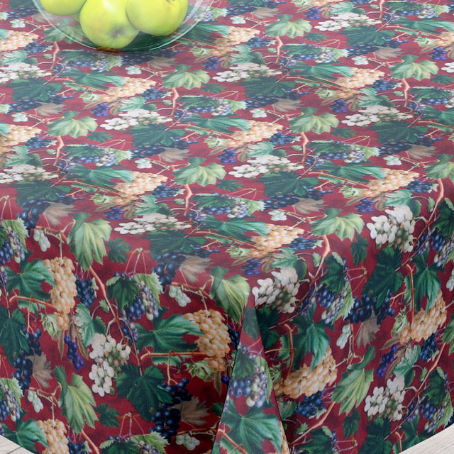 Vignes Bordeaux - Akrylduk med blomster og kirsebær - 155 cm bred