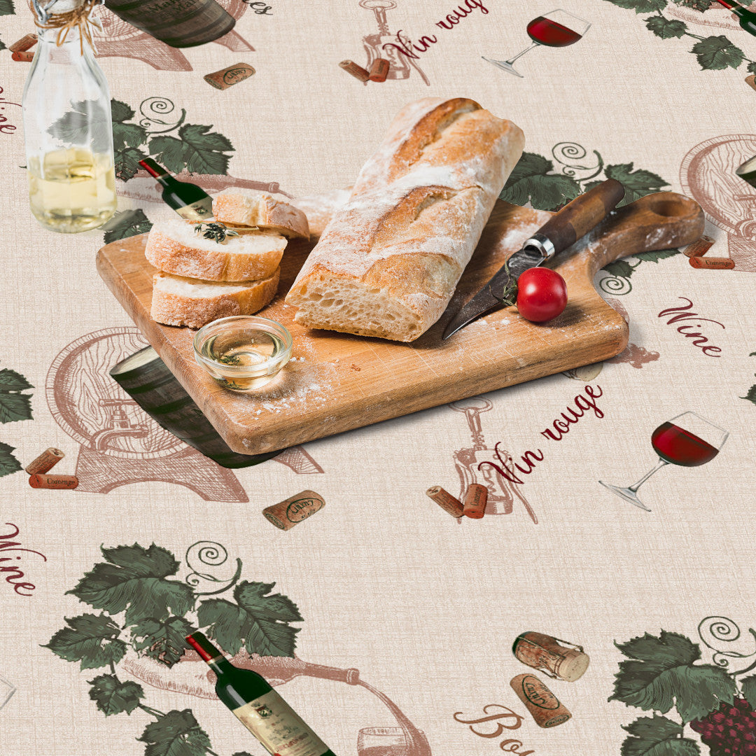 Vin Rouge - Voksduk med fransk vinmotiv, detaljer