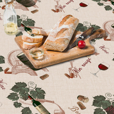 Vin Rouge - Voksduk med fransk vinmotiv, detaljer