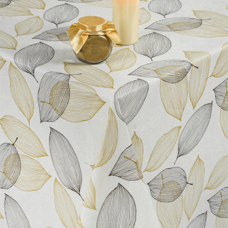 Strekblader gyllen og svart – Voksduk i flott linlook