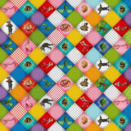 Voksduk med illustrasjoner fra barneeventyr