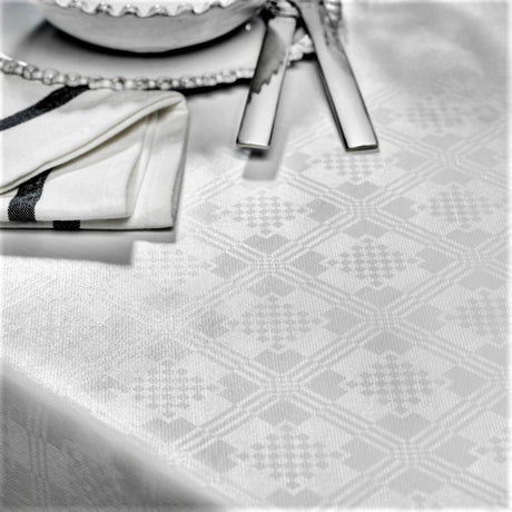 Damask Carre Classic hvit – damaskpreget voksduk