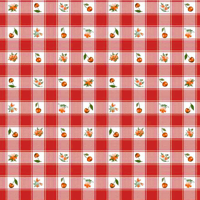 Voksduk - Cherries and Pansies Rød