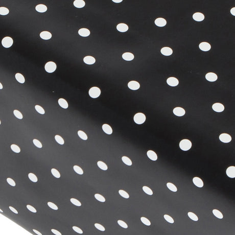 Dot Black, svart voksduk med hvite prikker, 140 cm bred