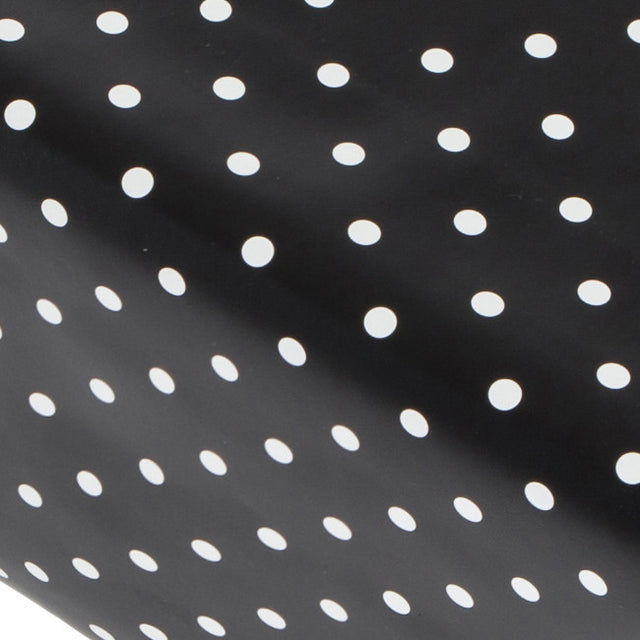 Dot Black, svart voksduk med hvite prikker, 140 cm bred