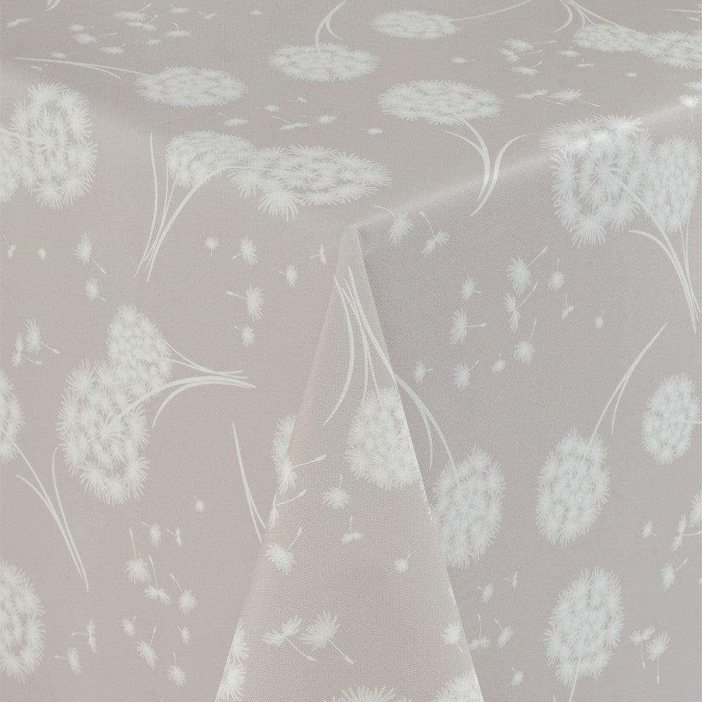 Fnugg Beige – Voksduk med løvetann og tekstillignende overflate