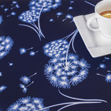 Fnugg Blå – Voksduk med løvetann og tekstillignende overflate