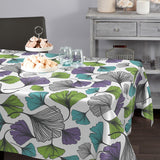 Ginkgo – Voksduk med ginkgo biloba-blader i lilla, grønn, turkis og grå