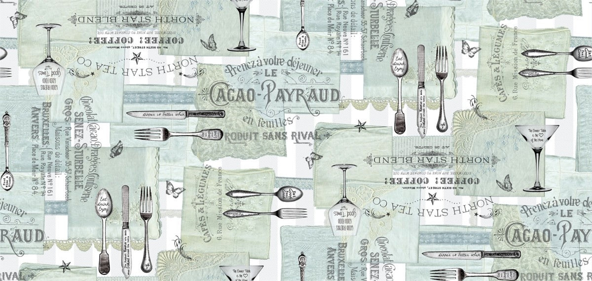 Gourmet Aqua, voksduk med kaféstemning