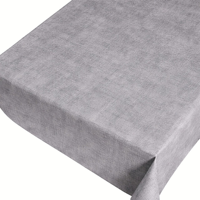 Linen Look Beton - Ensfarget voksduk i linlook, pregede overflate, mønster