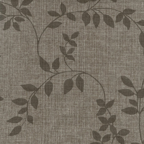 Voksduk Linette Robust Leaf, brun linlook med bladmønster, 140 cm bred