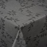 Voksduk med linlook og klassisk bladmønster, antrasitt