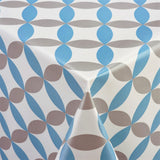 Luna Blue – Hvit voksduk med retro sirkelmønster