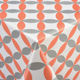 Luna Melon – Hvit voksduk med retro sirkelmønster