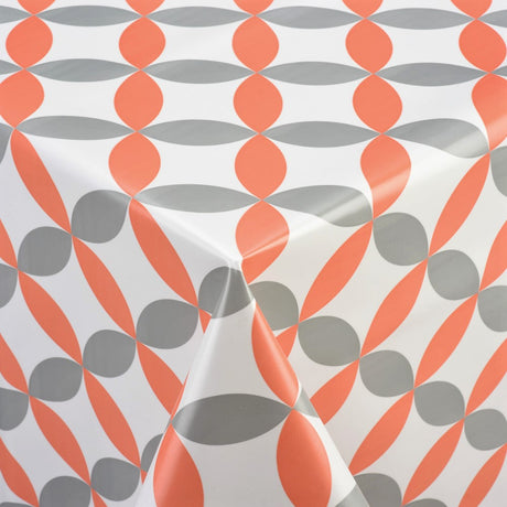 Luna Melon – Hvit voksduk med retro sirkelmønster