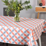 Luna Melon – Hvit voksduk med retro sirkelmønster