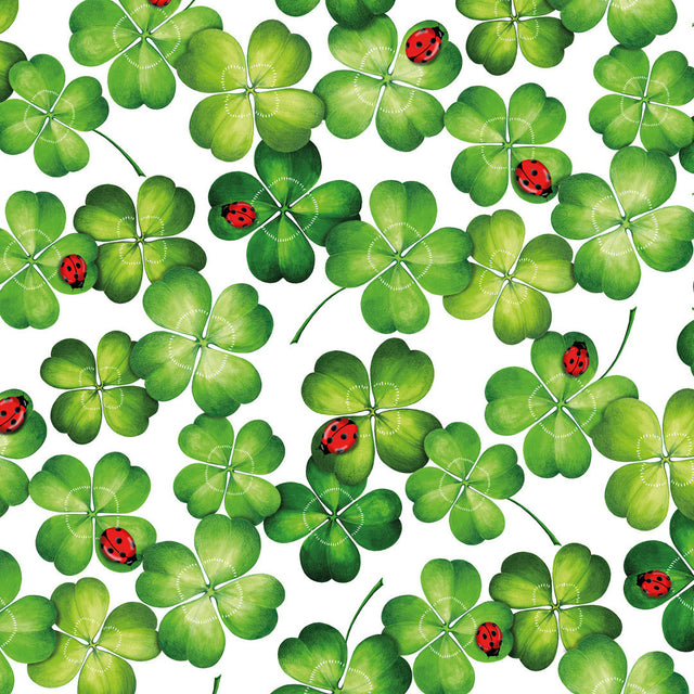 Voksduk med marihøner og firkløvere