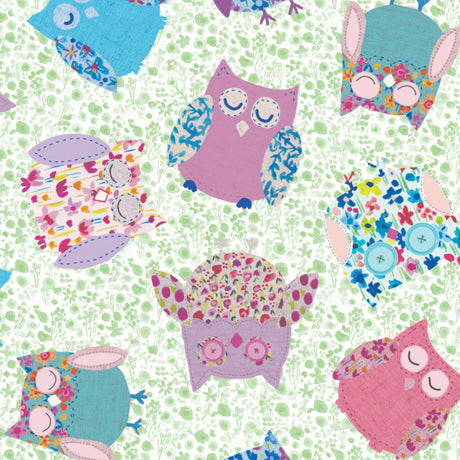 Owls, voksduk med herlige ugler i friske farger