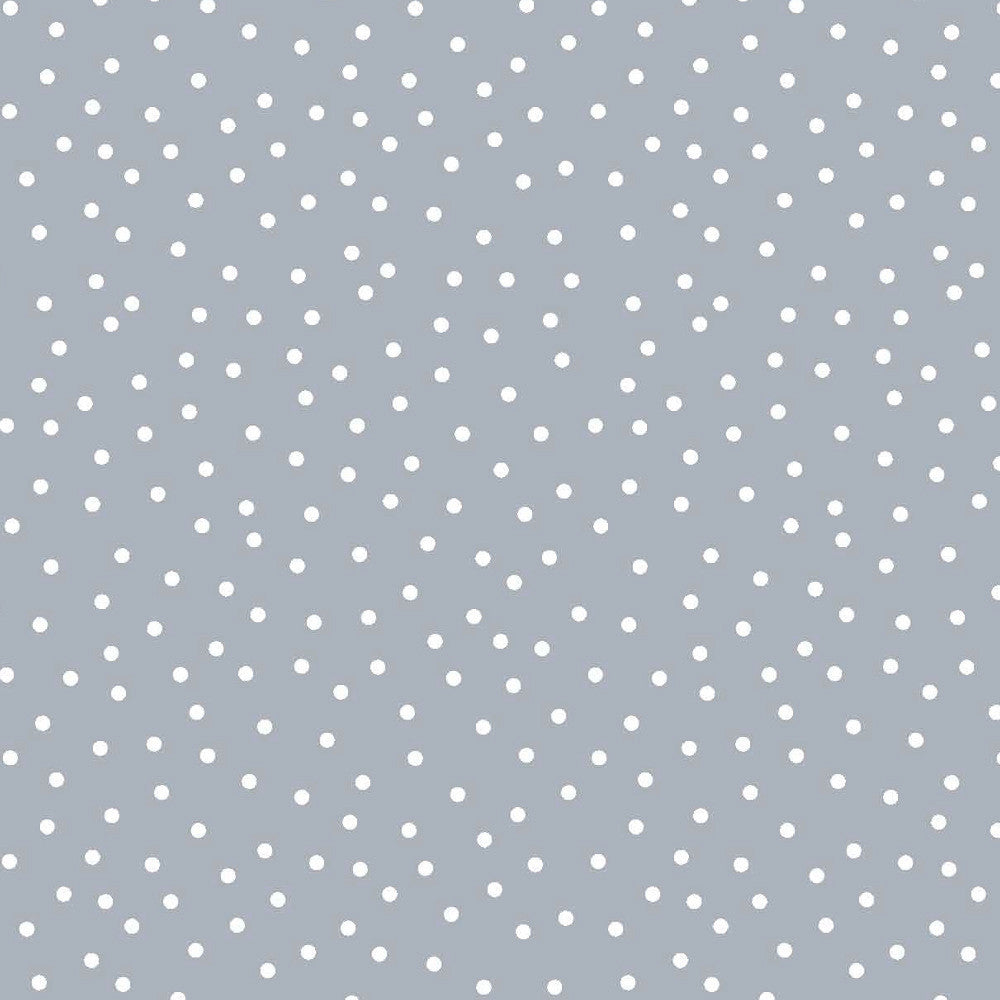 Prikk Blågrå - Voksduk med hvite prikker