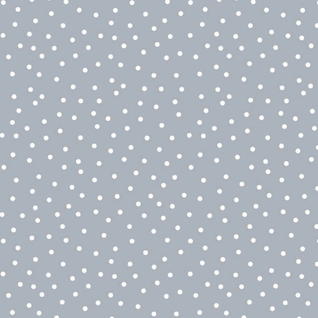 Prikk Blågrå - Voksduk med hvite prikker