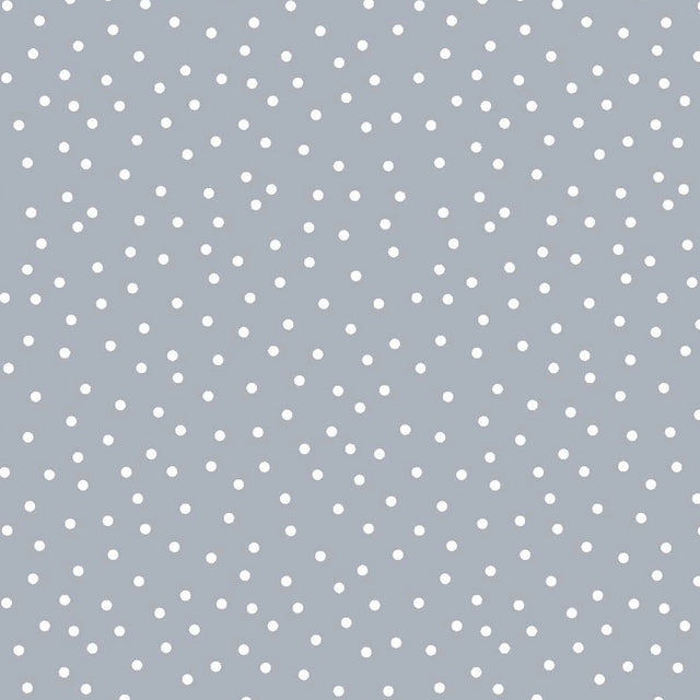 Prikk Blågrå - Voksduk med hvite prikker
