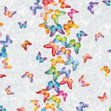 Voksduk med sommerfugler på rad og i mange farger