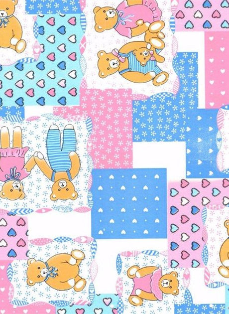 Teddy Lyserosa – Voksduk med søte bamser