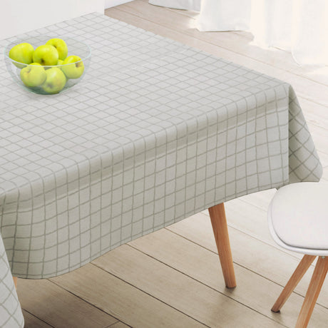 Ruter sølvgrå - Voksduk med preget struktur