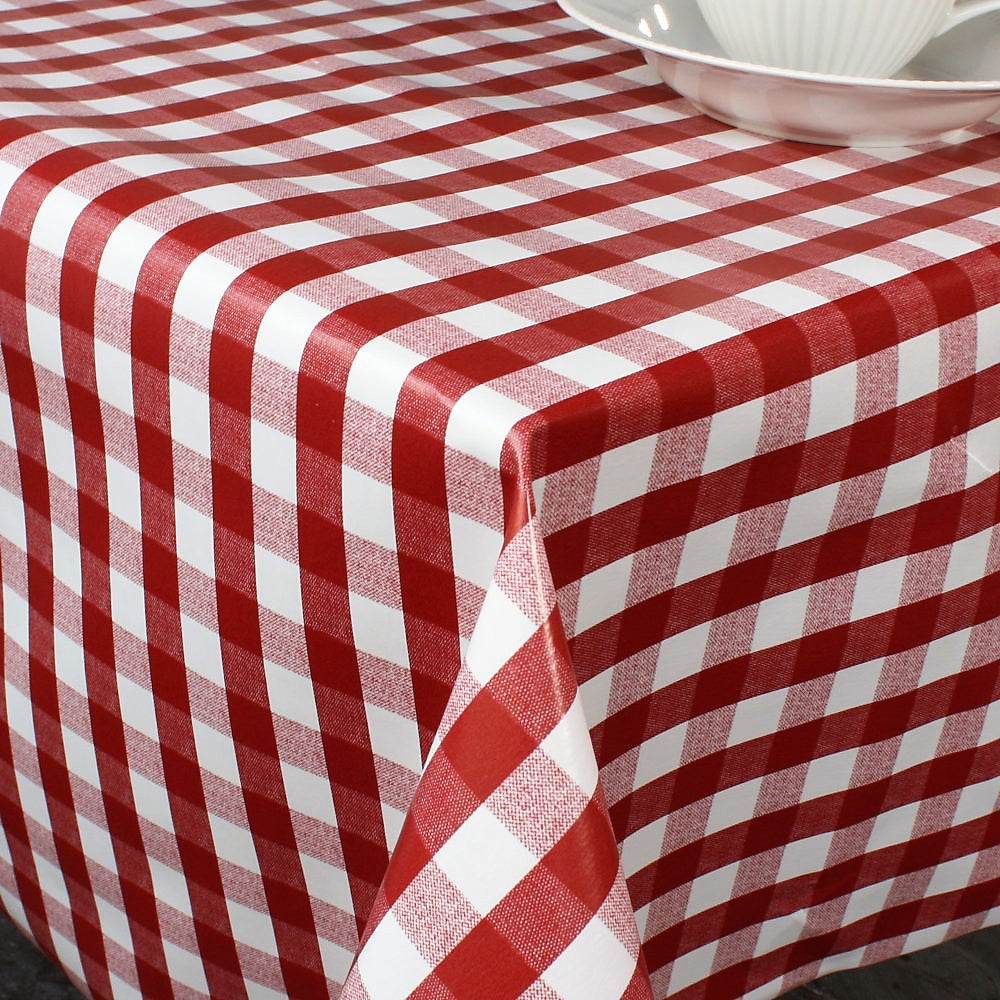 Voksduk med bordeaux og hvite ruter - 2 x 2 cm