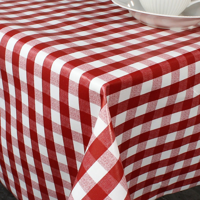 Voksduk med bordeaux og hvite ruter - 2 x 2 cm