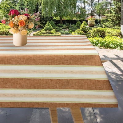 Volmer Striber Nougat – voksduk med hørlook til hagebord