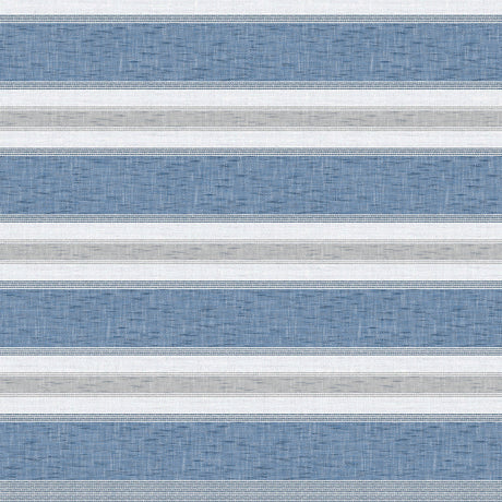 Volmer Striber Denim blå – glatt voksduk med hørlook