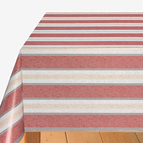 Volmer Striber Terracotta – voksduk med hørlook til hagebord