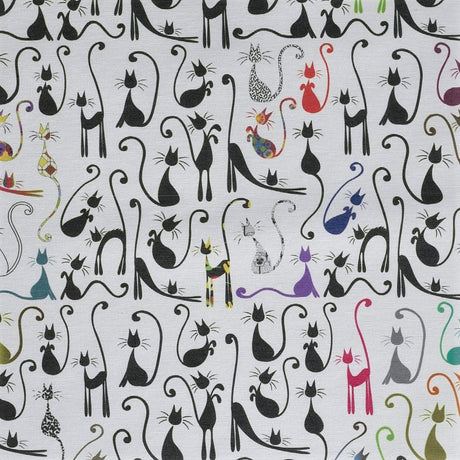 Wain, akrylduk med katter, 160 cm bred