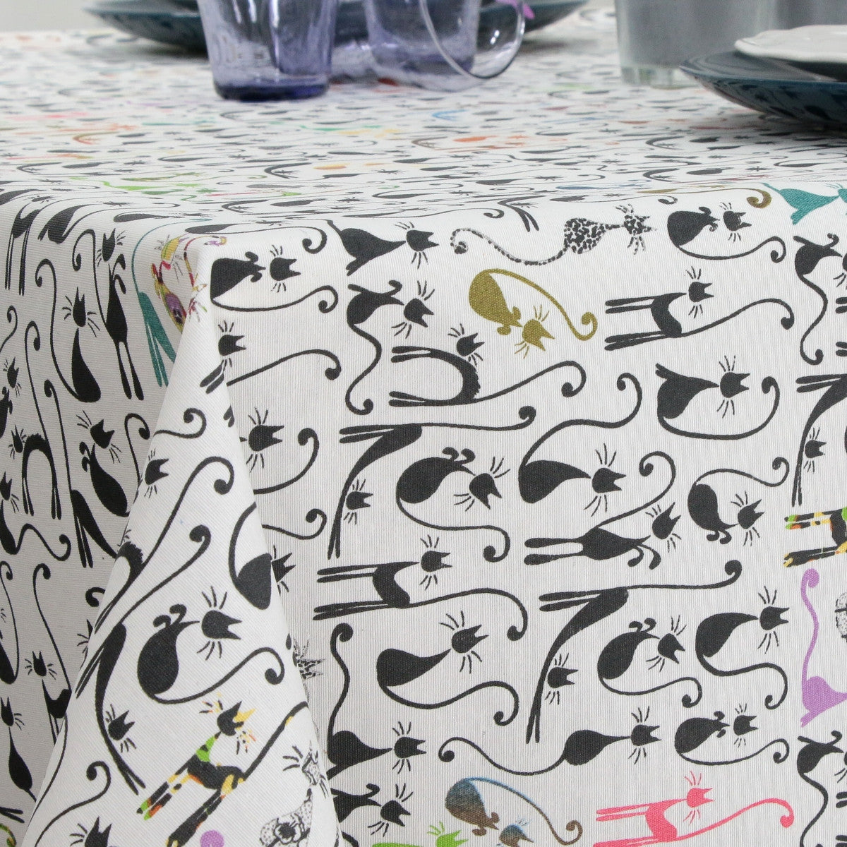 Wain, akrylduk med katter, 140 cm bred