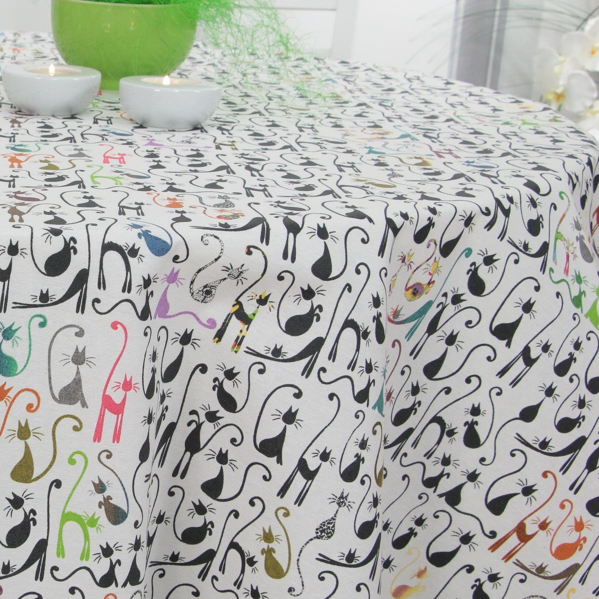 Wain, akrylduk med katter, 160 cm bred